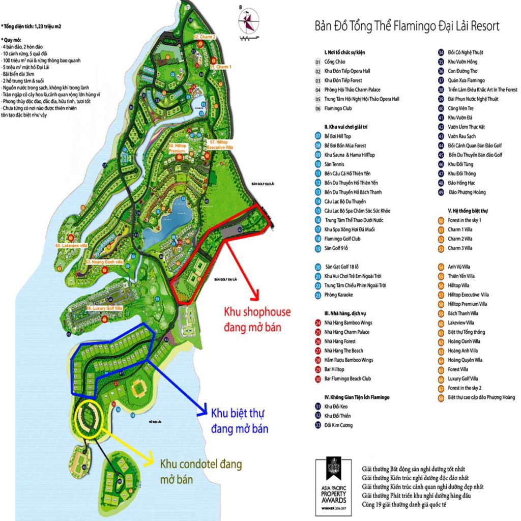 Flamingo Đại Lải có mấy khu, nên đặt phòng ở khu nào? (Flamingo Map)