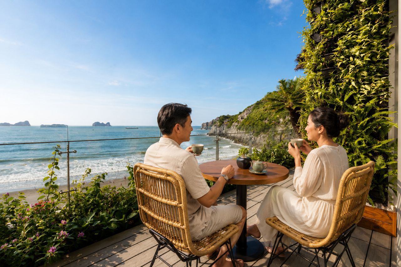 phong deluxe ocean view flamingo cat ba